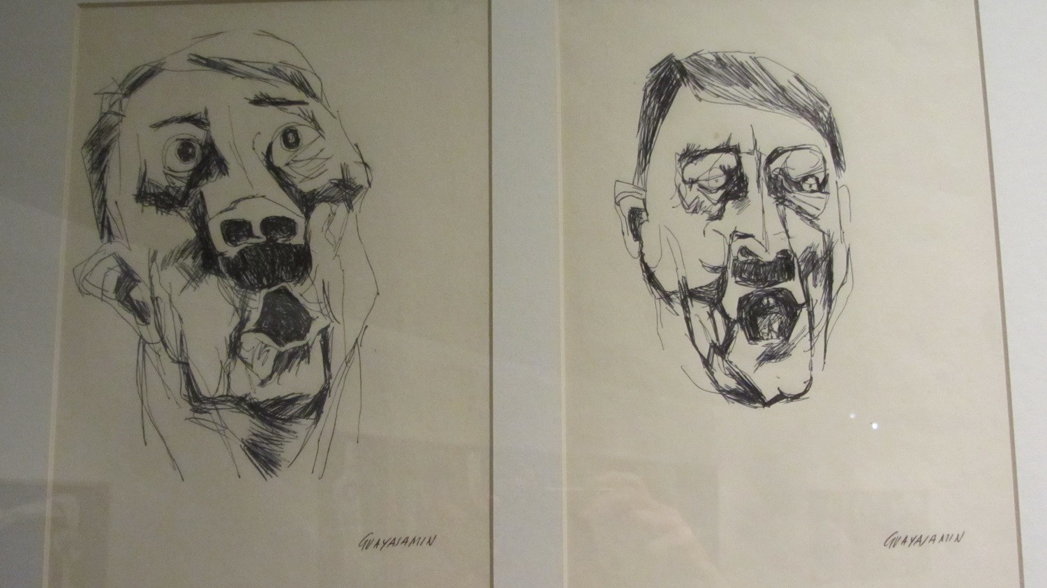 Hitler sketched by Oswaldo Guayasamin from Ecuador